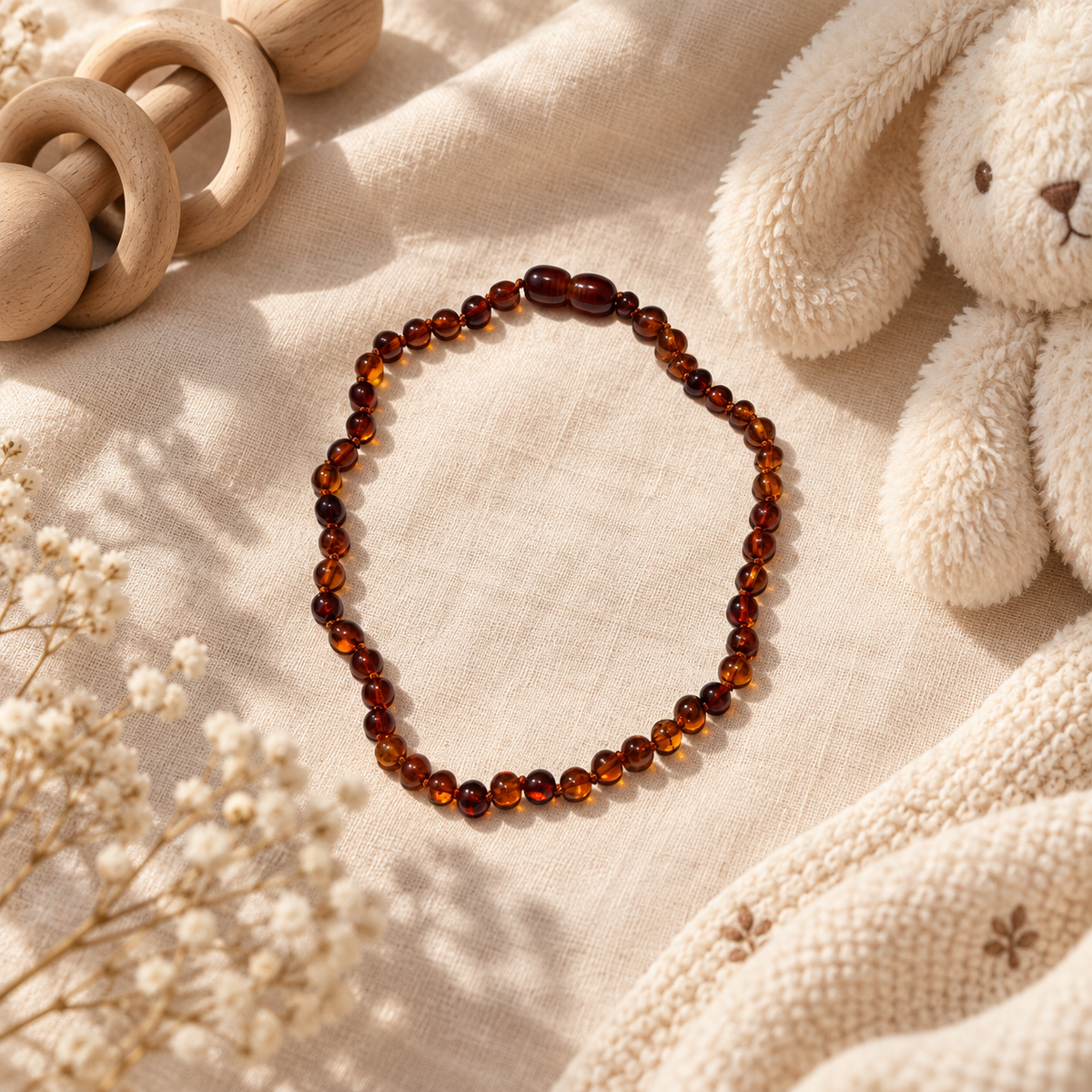 Collar Ambar Bebe 32cm - Cognac Oscuro