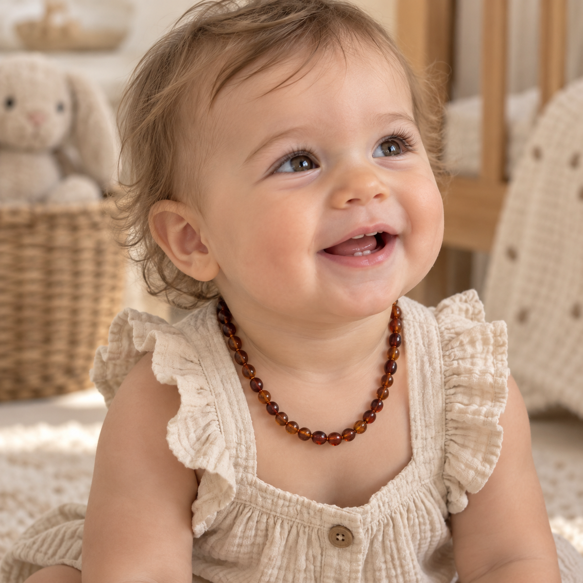 Collar Ambar Bebe 32cm - Cognac Oscuro