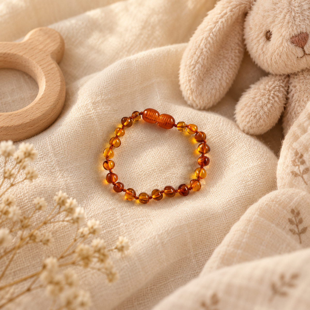 Pulsera Ambar Bebe 14cm - Cognac