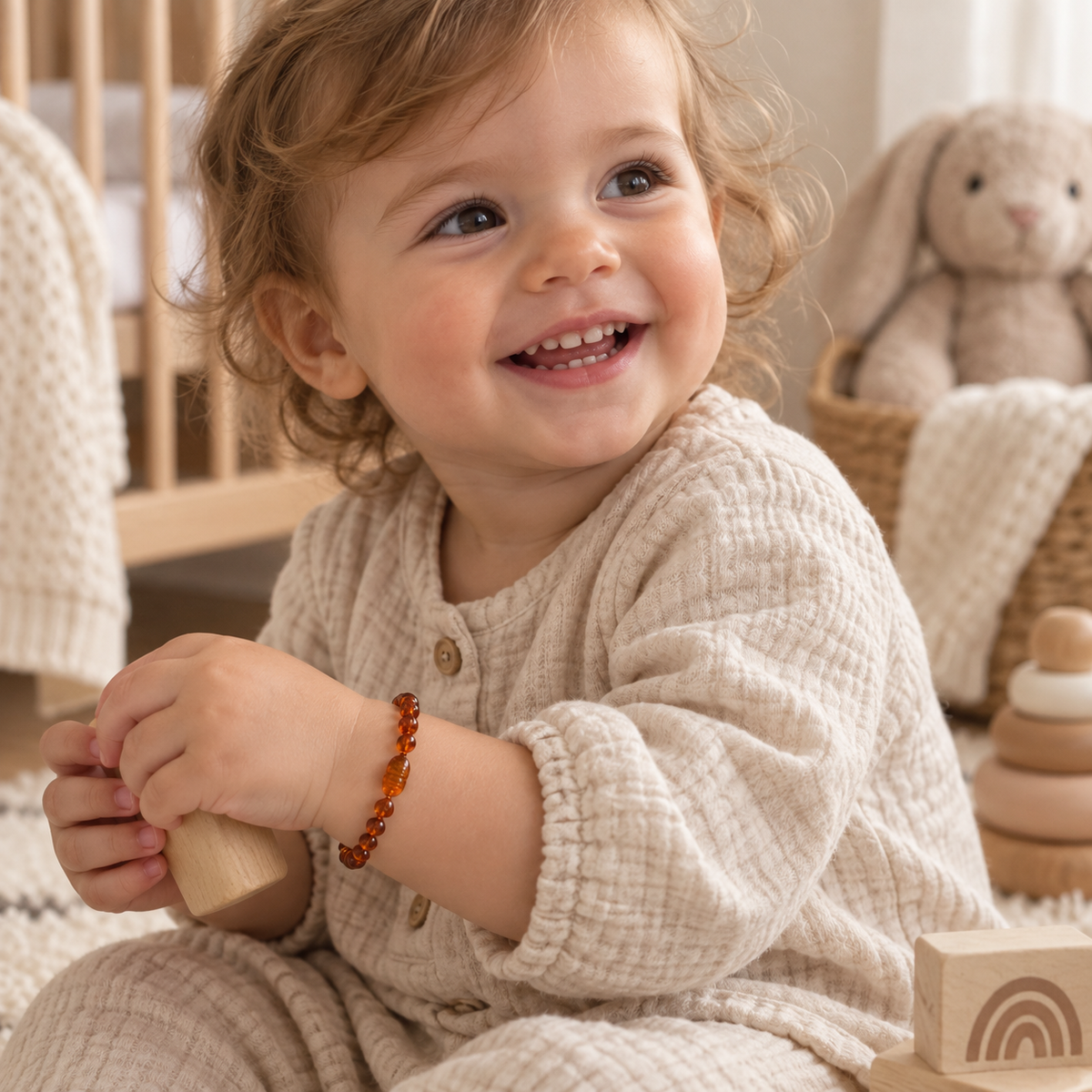 Pulsera Ambar Bebe 14cm - Cognac Oscuro